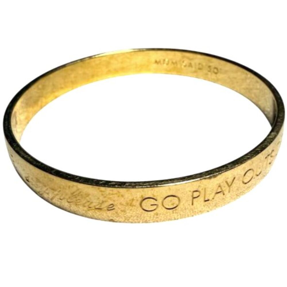 Kate Spade New York "Mom Said So" Gold Tone Engraved Slip On Bangle Bracelet